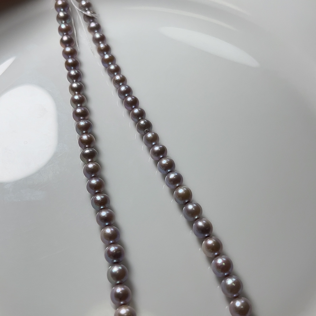 淡水珍珠颈饰未镶嵌5.4-7金珠光原色紫珠