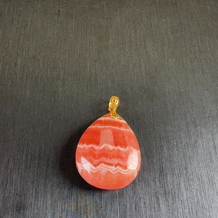 菱锰矿（红纹石）吊坠(赠链)18K金镶嵌