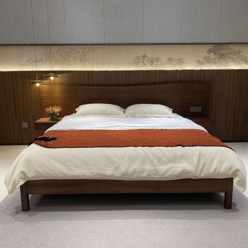 LDB7706#实木床胡桃木1.8米主卧现代简约双人床现代简约储物