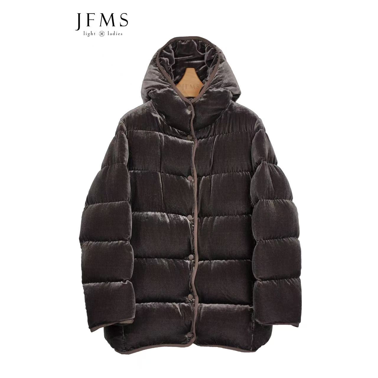 JFMS100桑蚕丝丝绒保暖带帽95白鹅绒服新款加厚显瘦时尚简约Y012