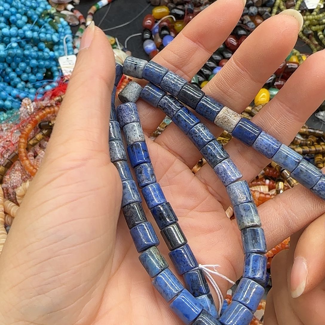 玛瑙/玉髓合金珠宝半成品蓝石7mm一条