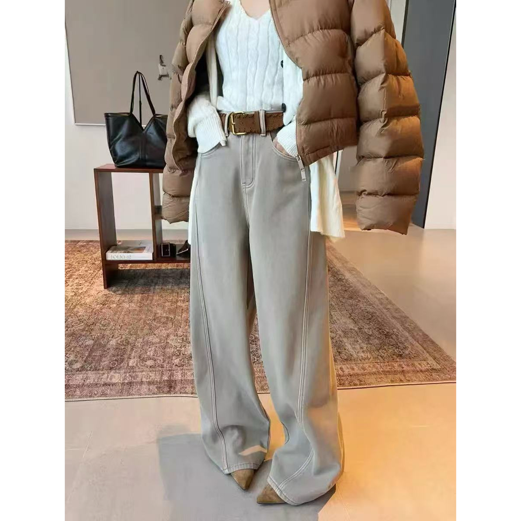 zy@87339 加绒～韩系时尚百搭显瘦牛仔裤 （裤长101 s腰围66）