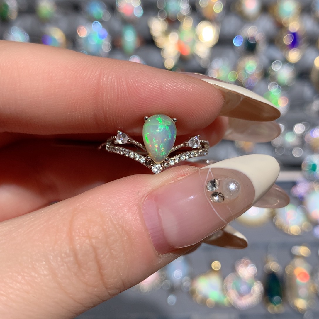 欧泊福利戒指w银S925镶嵌