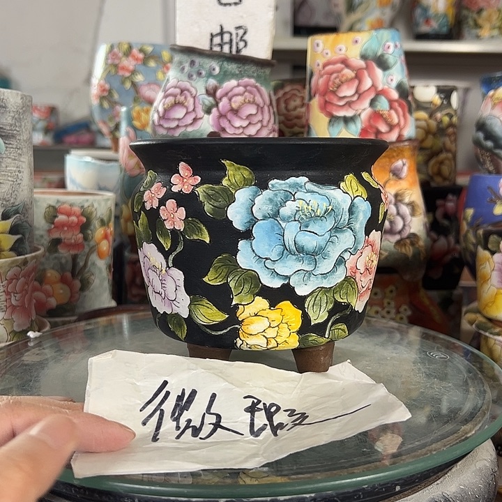 满38包邮 景德镇幸运花盆