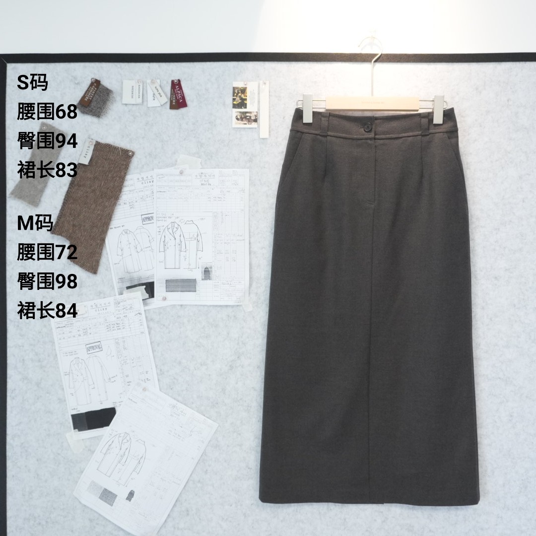 SK46 韩专柜sisley 绵密进口羊毛知性长H裙——落.知系