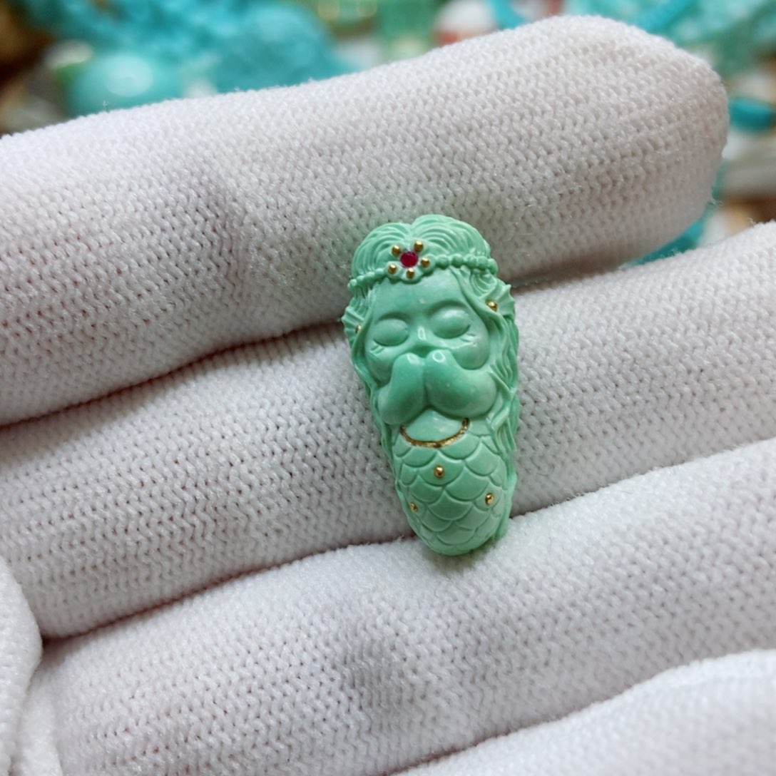 绿松石未镶嵌美人鱼