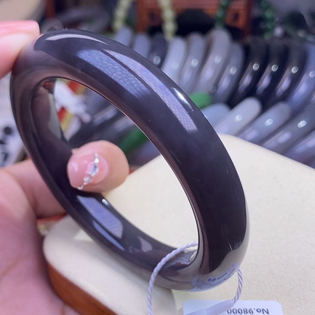 和田玉浓烟紫帝王紫特细料手镯58.7未镶嵌