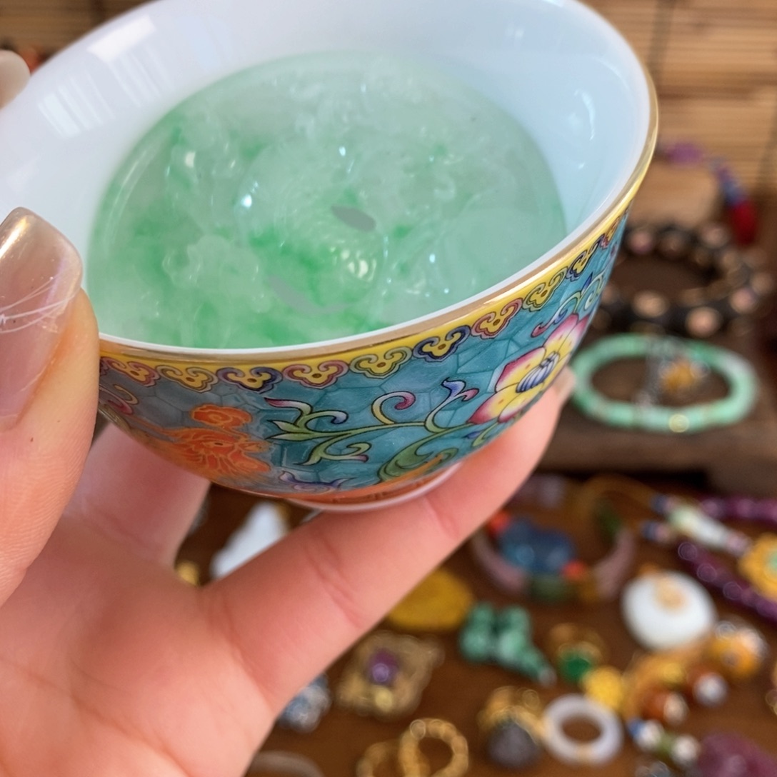 翡***翠杯瓷器杯子漂亮漂亮