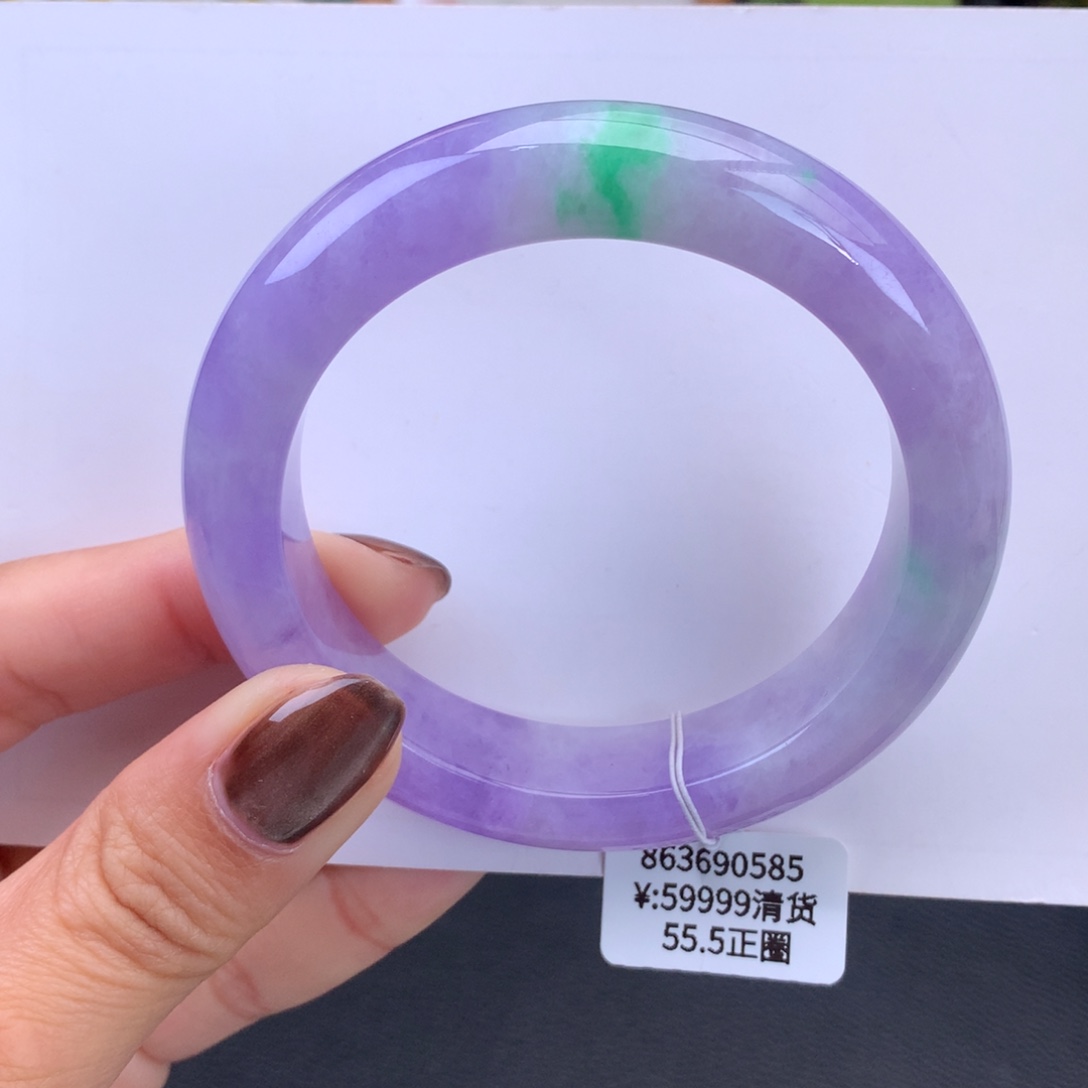 翡翠手镯未镶嵌糯冰妖紫飘翠手镯