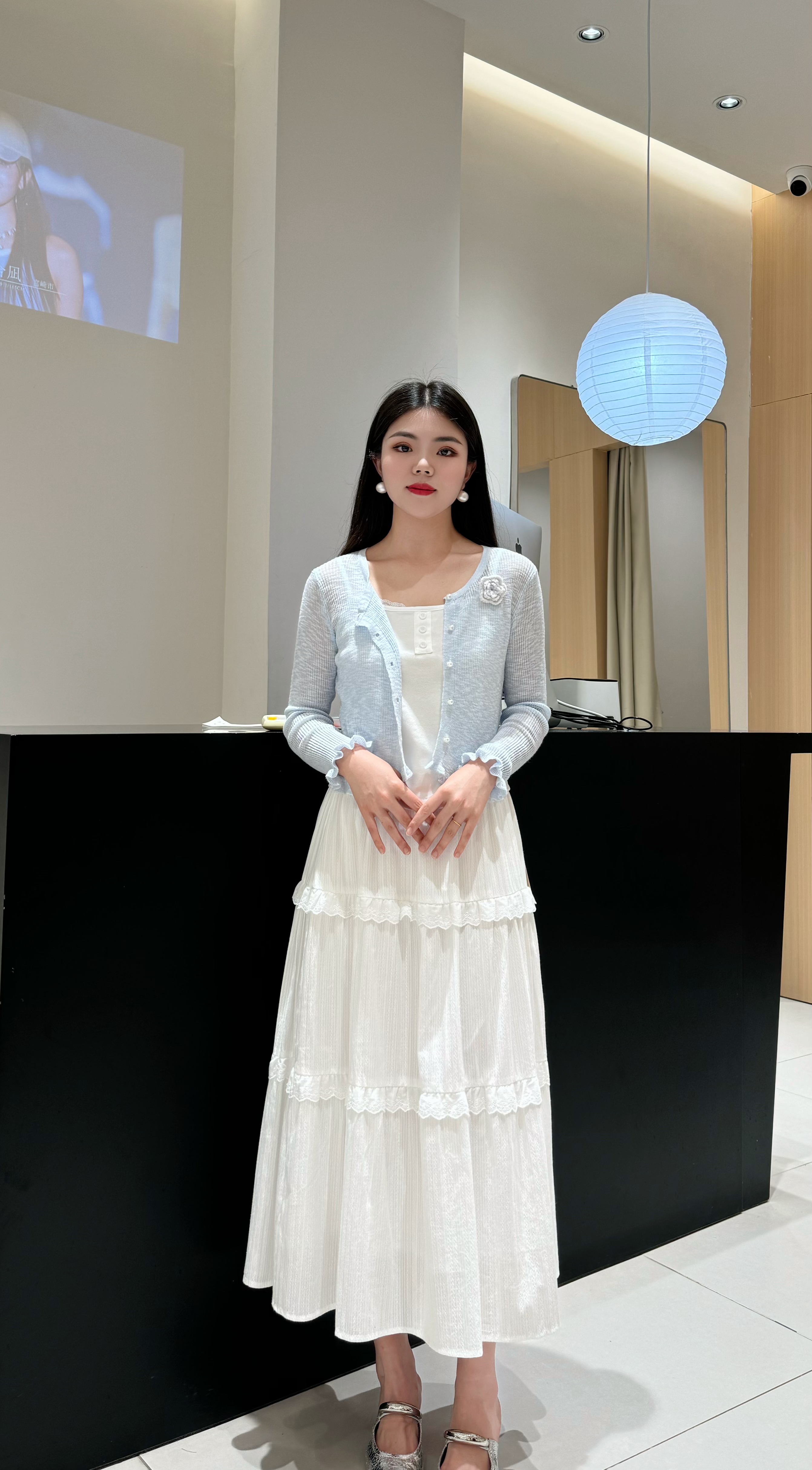 仙女风轻熟风法式时尚套装轻奢夏季气质针织开衫配温柔白色伞裙