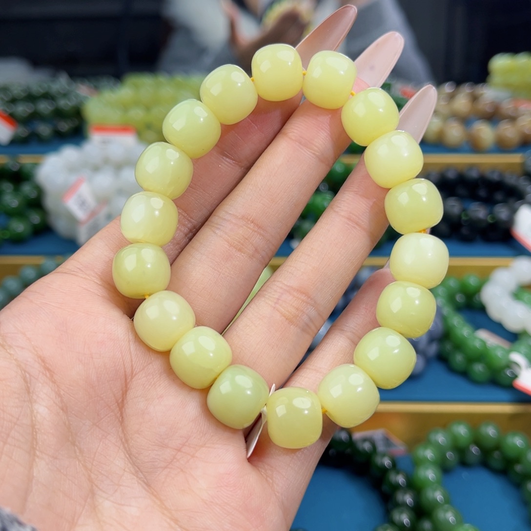 和田玉未镶嵌手链天然和田玉新疆若羌黄口手串12微瑕