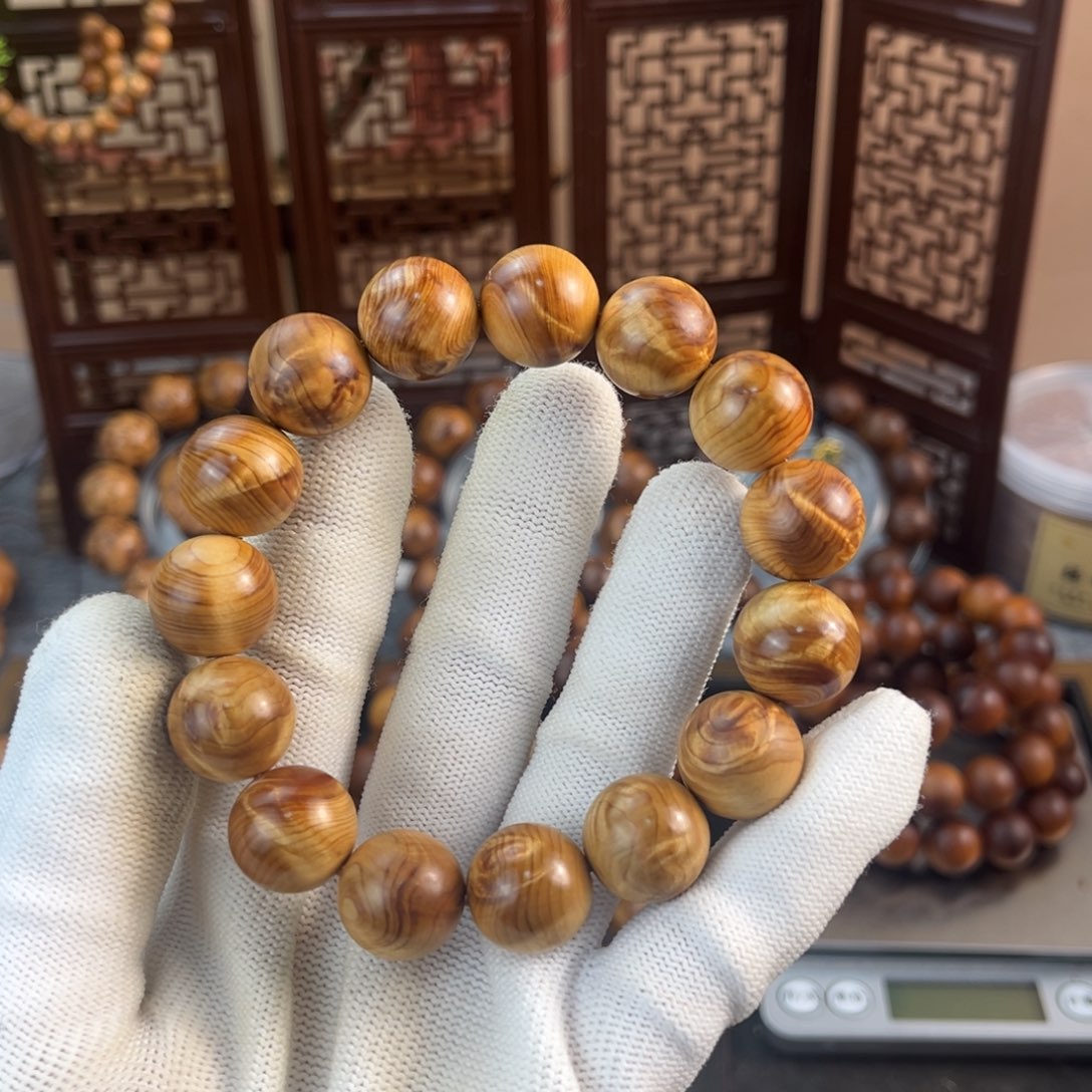 柏木手串/手链太行崖柏1.5火焰纹闪电
