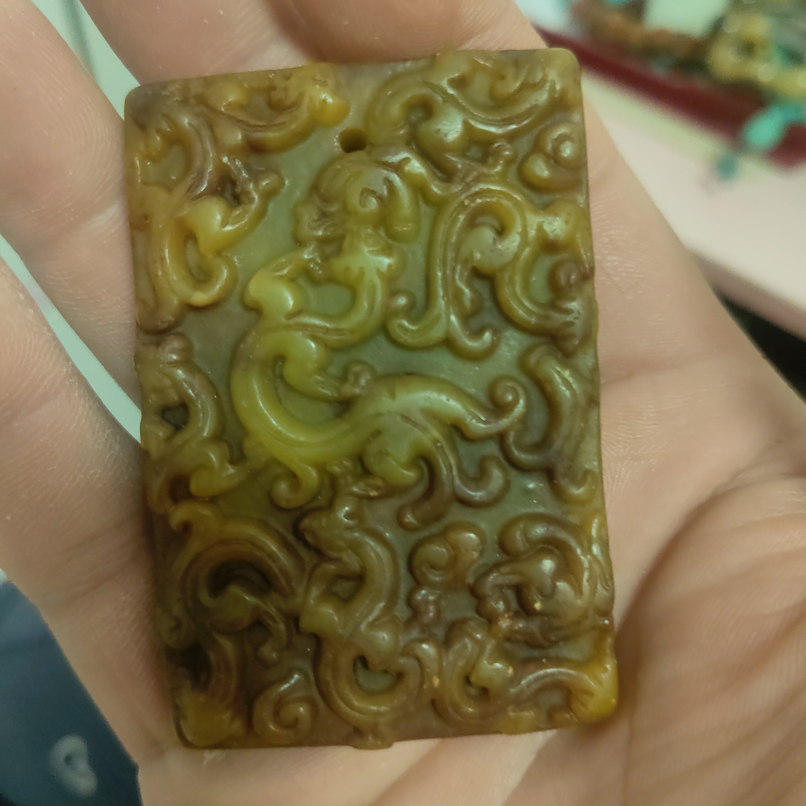 把件牌挂件九龙腰牌玉石做旧摆件