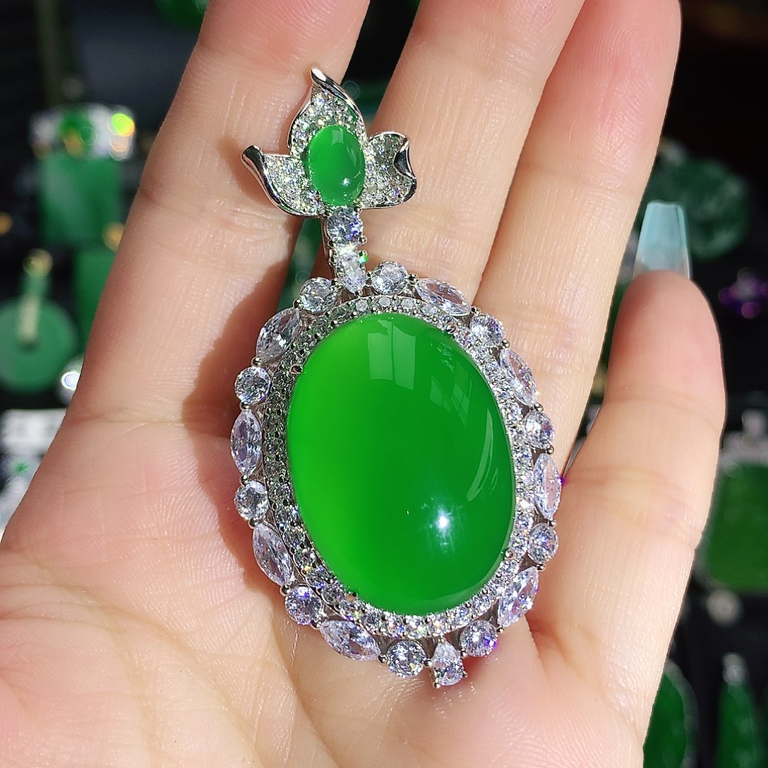 玛瑙/玉髓吊坠银S925镶嵌