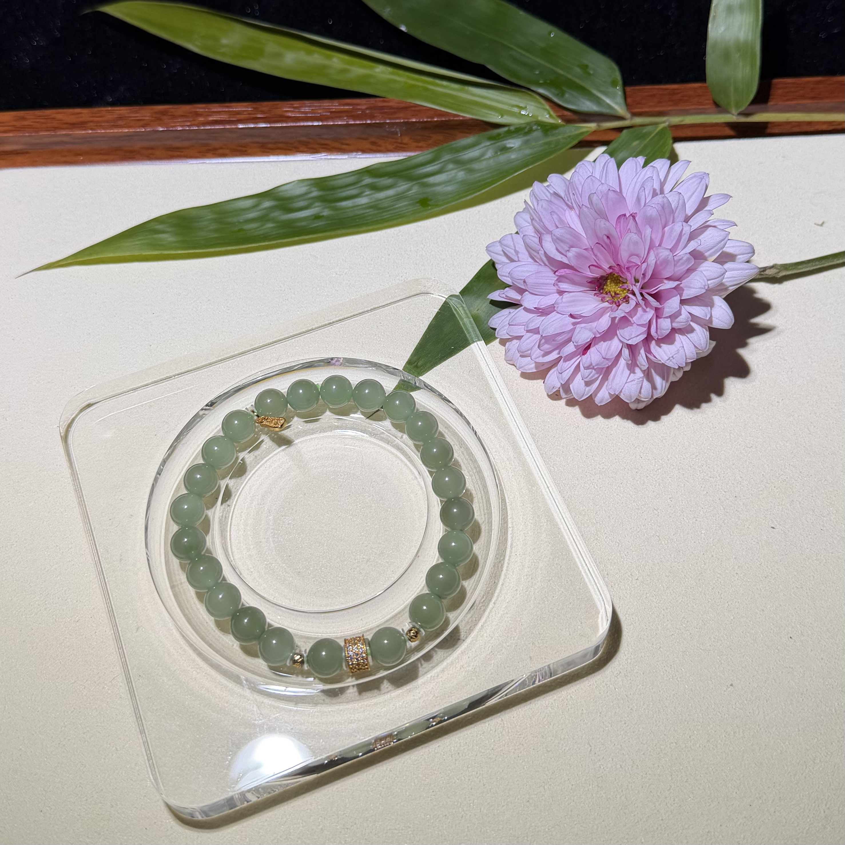 天然和田玉手串起冰起胶起荧光配饰925银