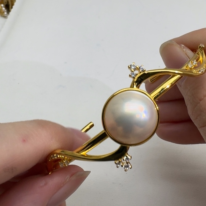 银S925镶嵌手绳拼合珍珠（马贝珠）