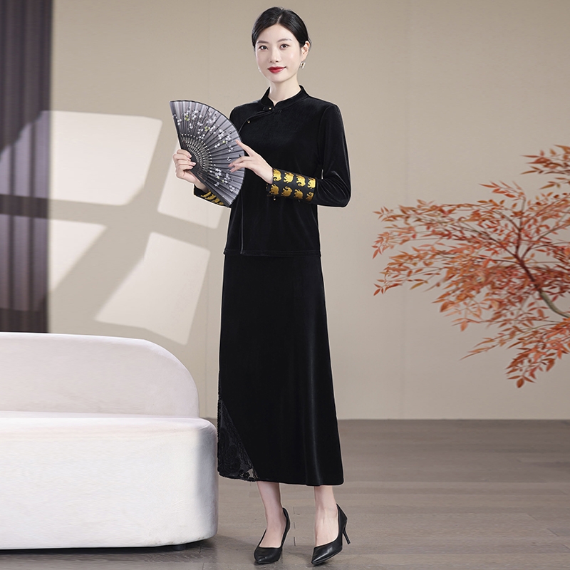 705新中式女装修身时尚刺绣春秋款盘扣女士小衫