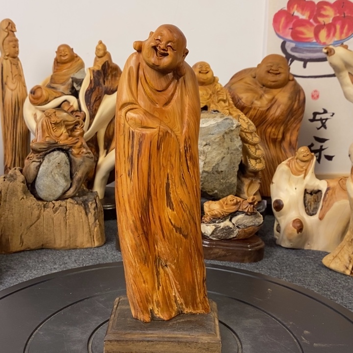 柏木（崖柏）崖柏弥勒佛摆件根雕
