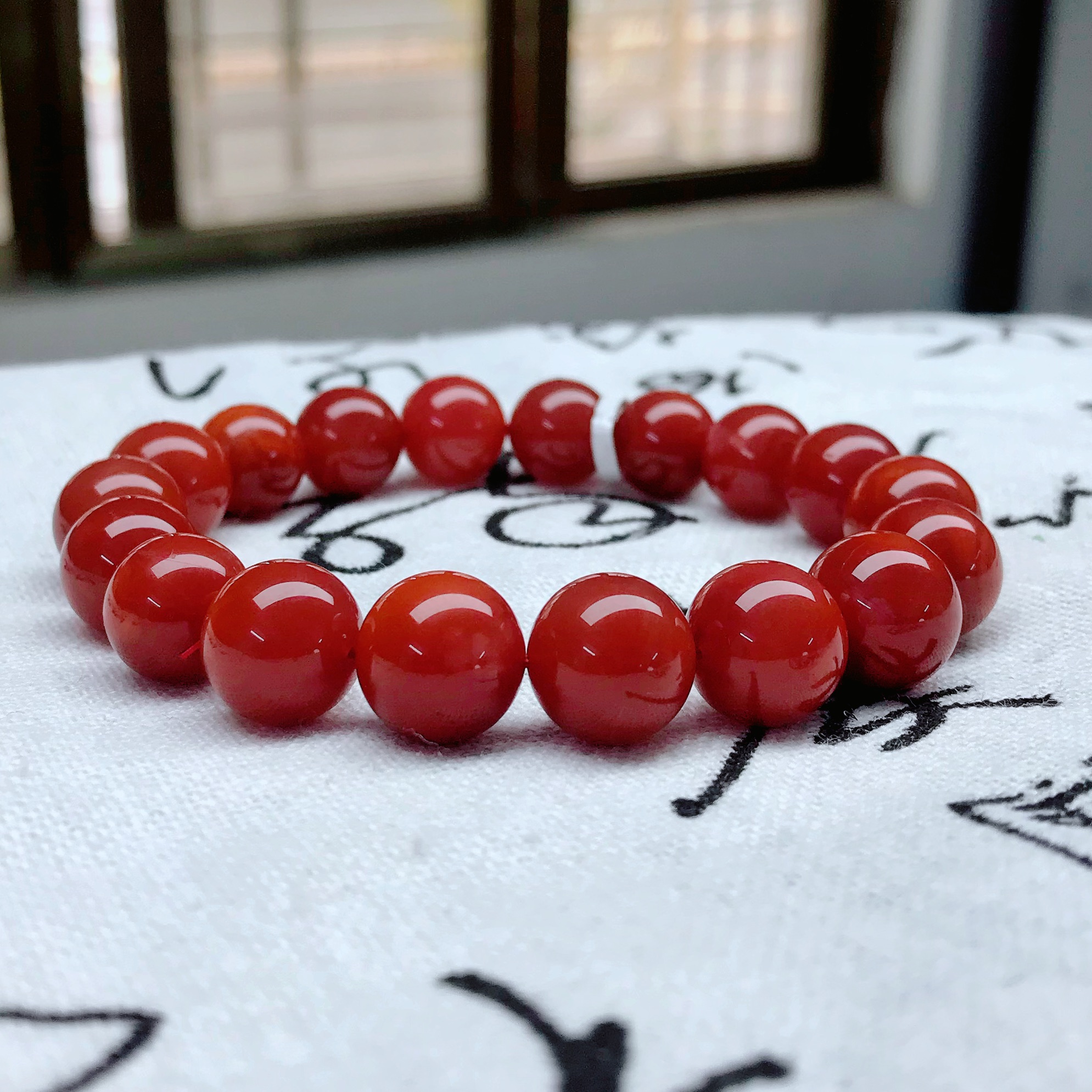 【小雪】南红保山货头精品锦红手串11mm