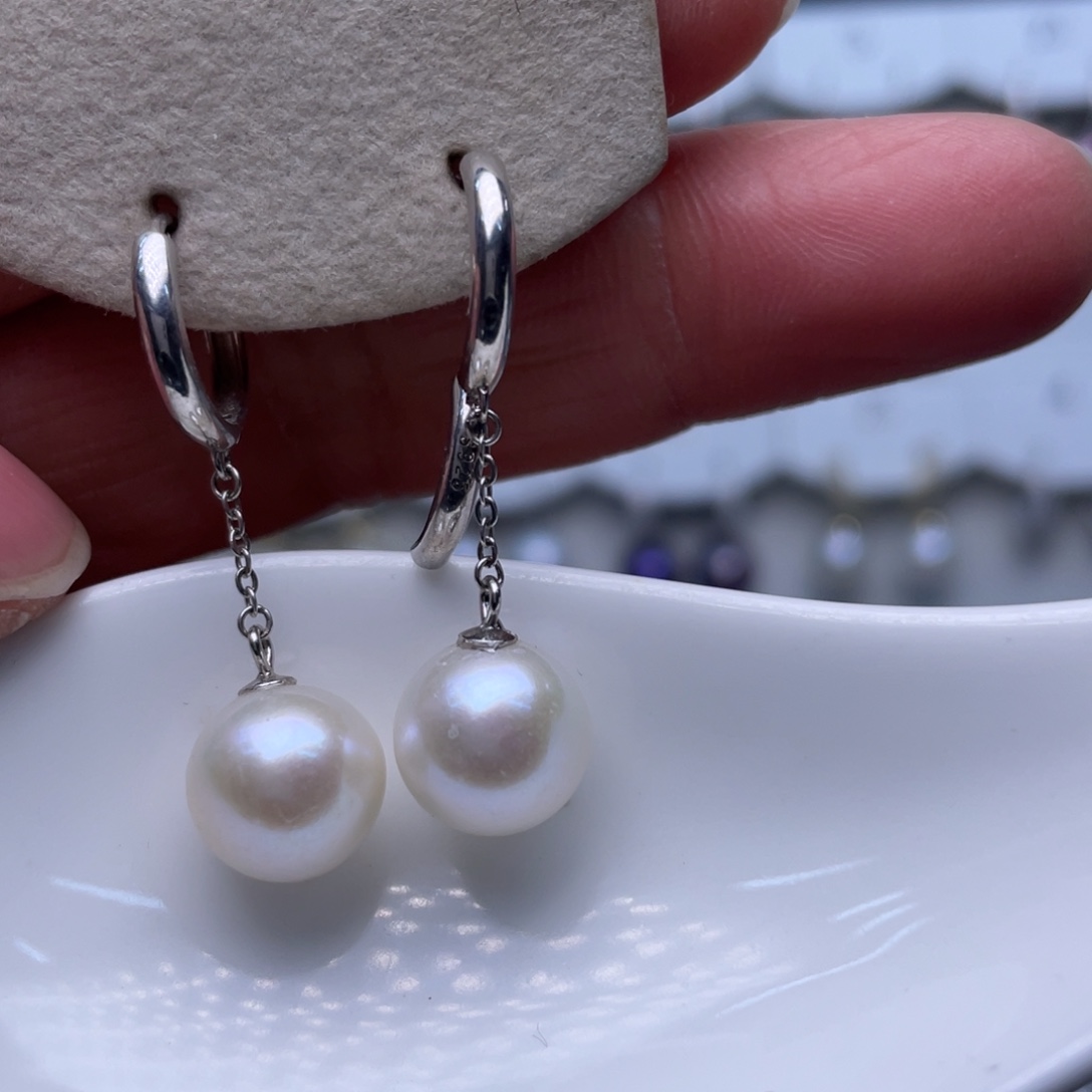 淡水珍珠耳饰银S925镶嵌