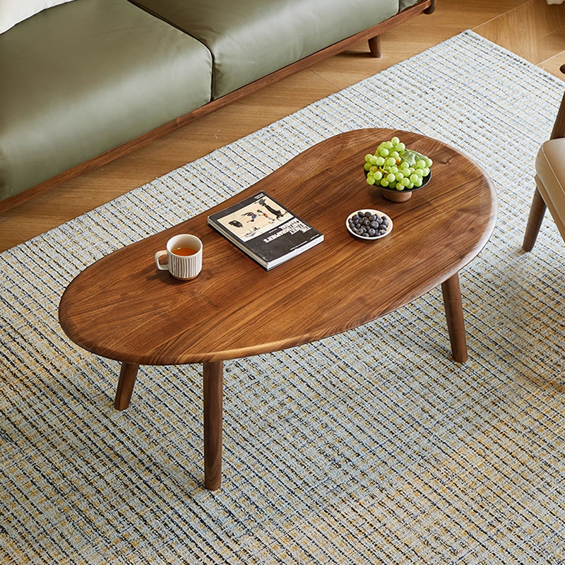 致典北美黑胡桃木腰果茶几家用客厅多功能实木茶几阳台简易小茶桌