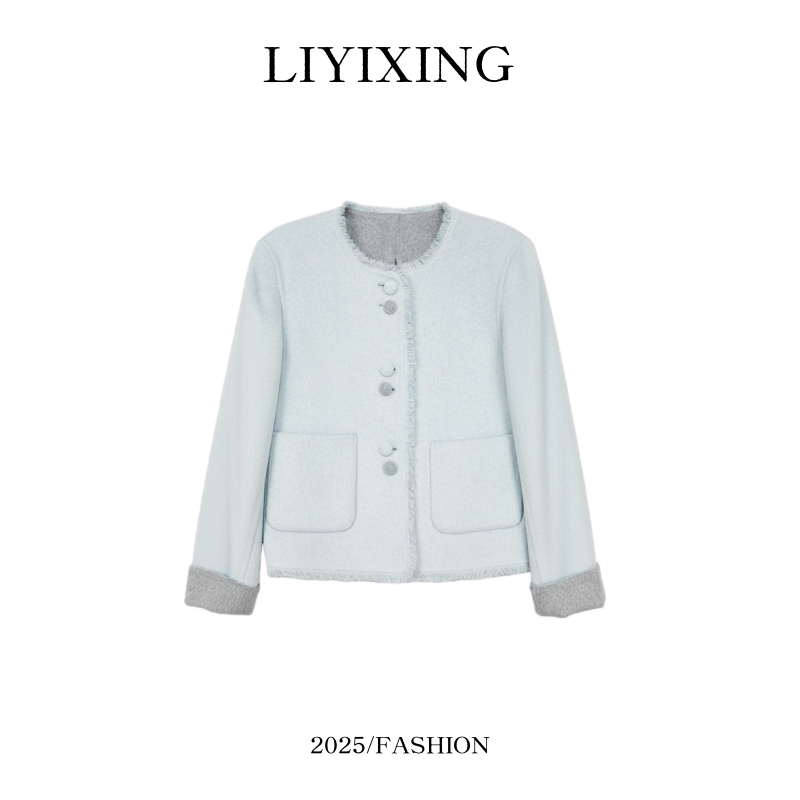 新款双色穿小香风短款时尚设计师毛妮外套8888