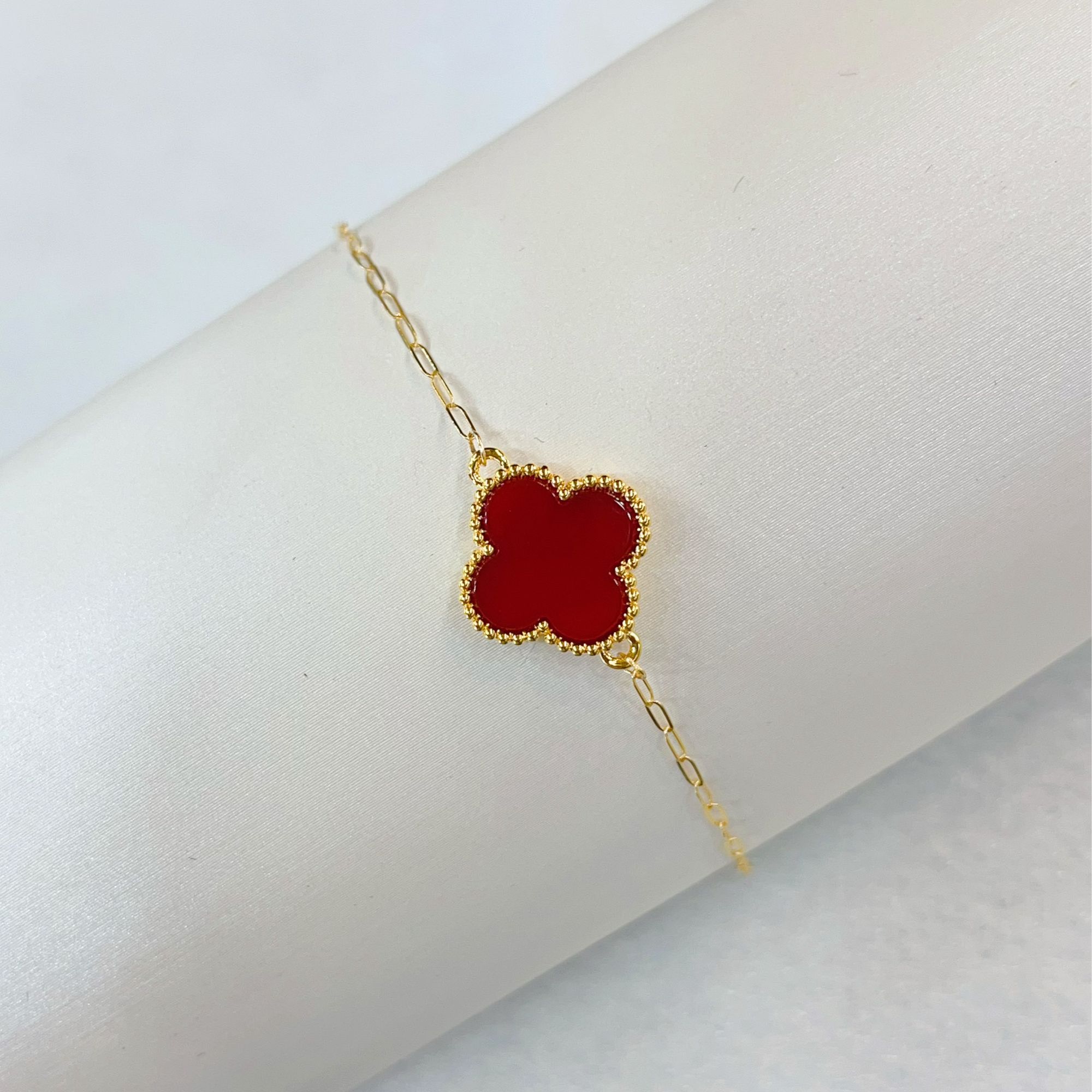 【婷婷专属】18k金红玛瑙卡链13mm单花手链