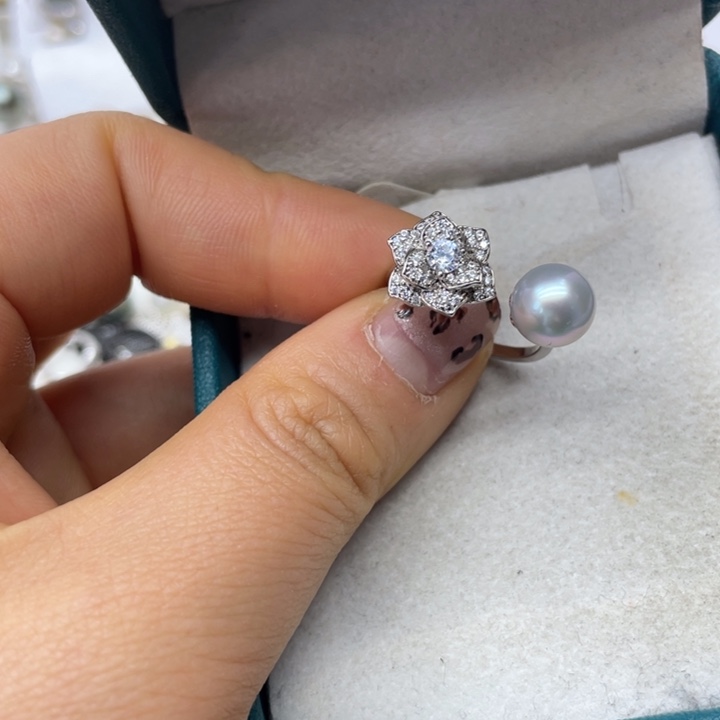 海水珍珠戒指银S925镶嵌
