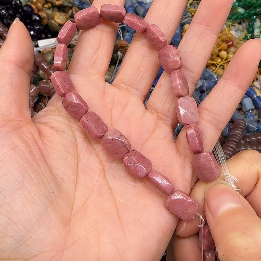 玛瑙/玉髓合金珠宝半成品红木纹牌子8mm半条