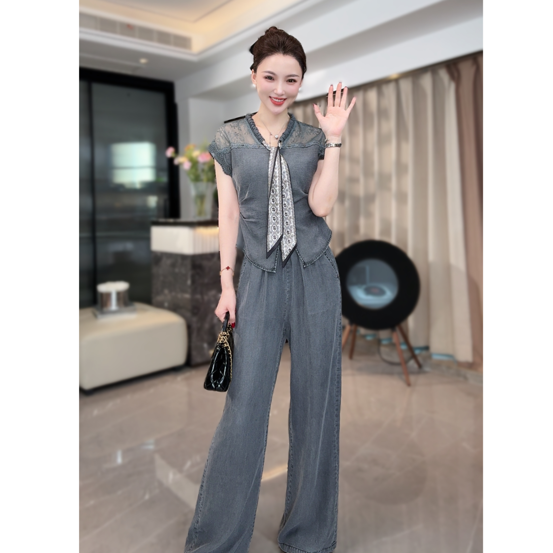 【DuoDuo·Studio】牛仔裤套装收腰气质显瘦百搭女装-253281