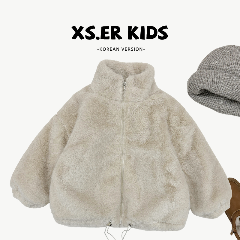 小首尔】现货-qc6冬装儿童韩版时尚蓬松宽松毛毛棉服SJ4924