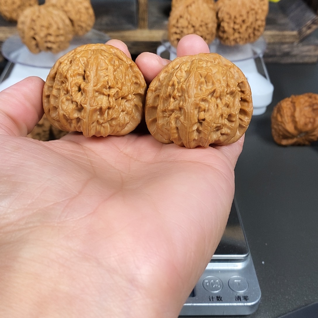 殊****文玩核桃把件红皮老树白狮子超大克重