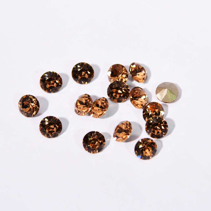 香槟色圆尖正品施华昇水晶1088尖底圆钻香槟色美甲钻堆钻diy饰品