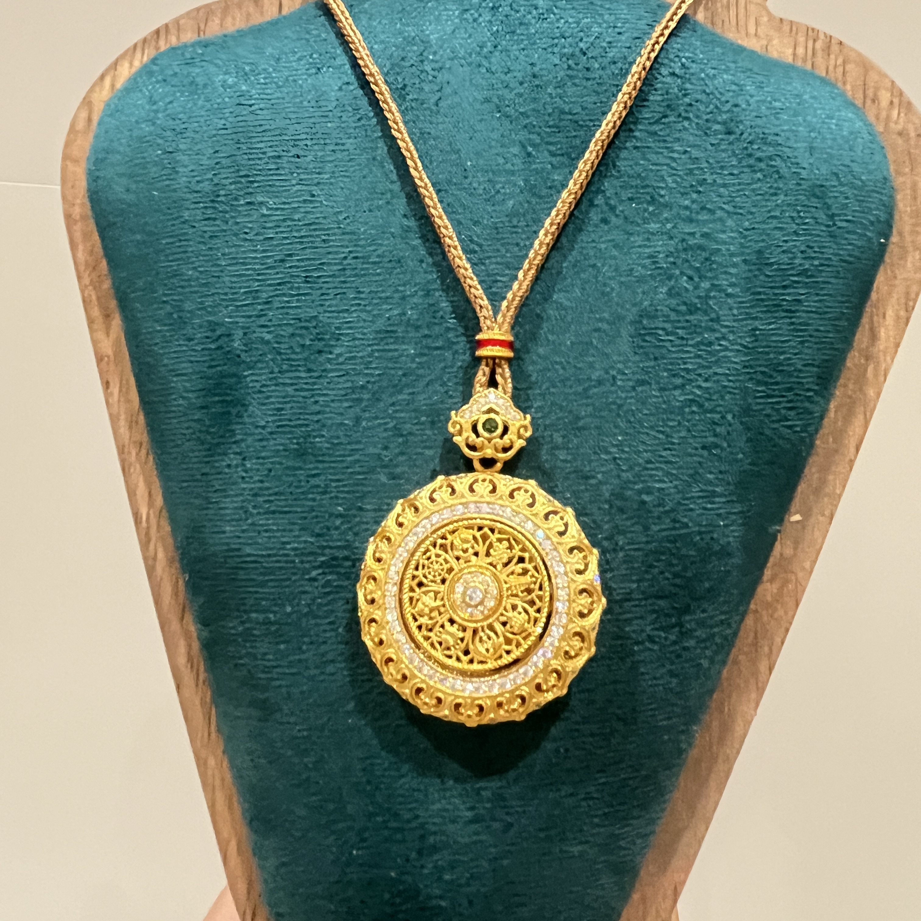 铜合金布艺项链 八宝罗盘铜合金项链古法工艺