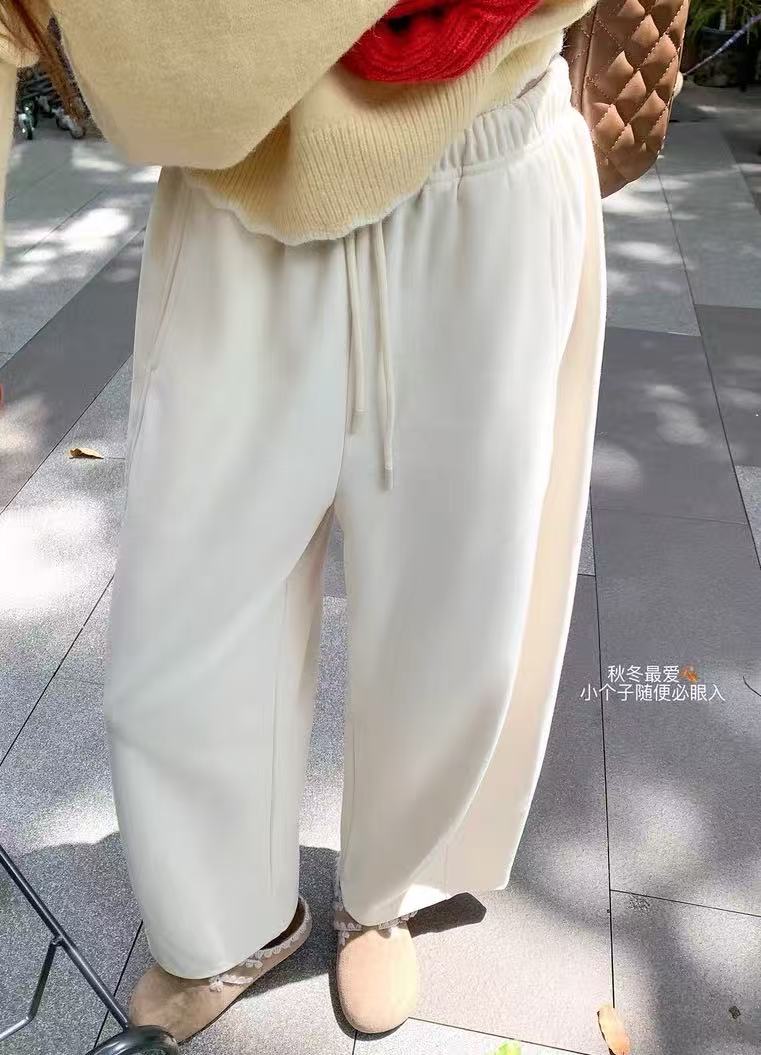 【沐禾】2025冬季慵懒休闲加绒弯刀裤卫裤 裤长99 GZ5562