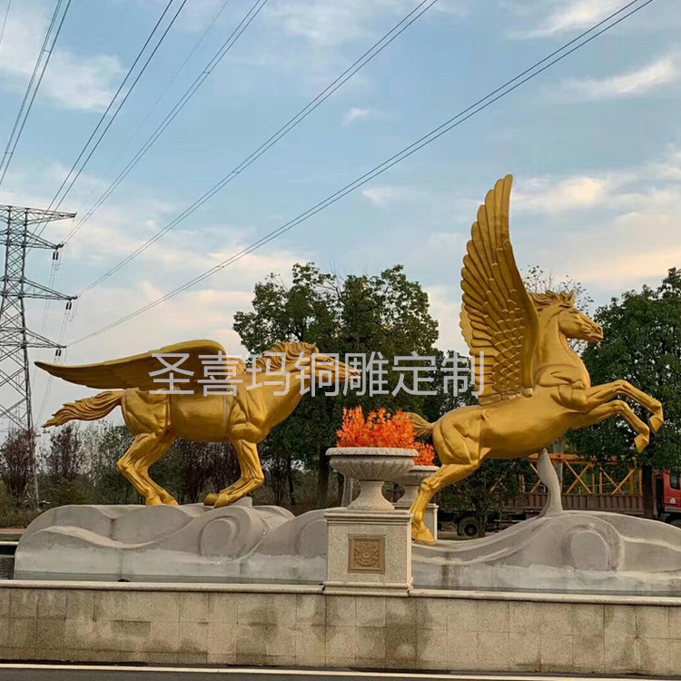 户外铜马雕塑定制 房地产飞天铜马雕塑 公园绿地仿真铜马装饰摆件