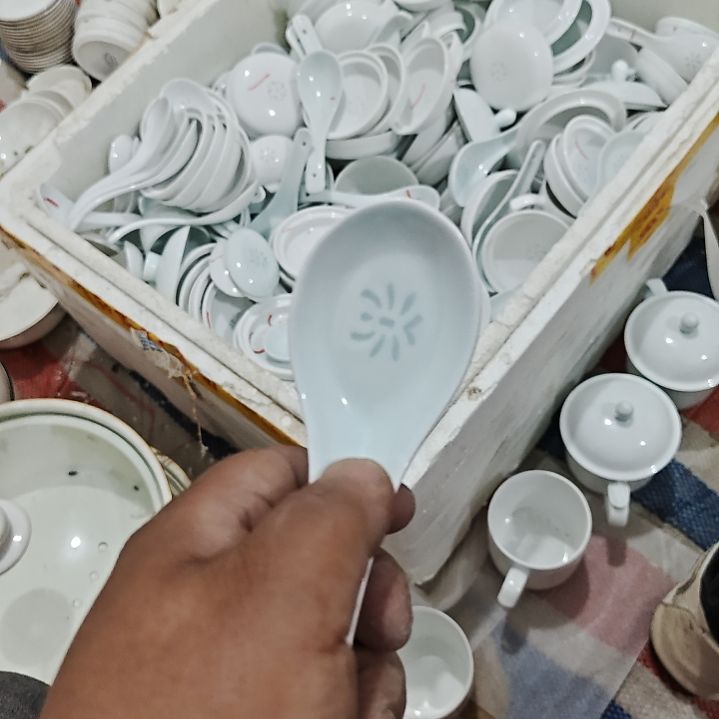 瓷景德镇青瓷玲珑小勺3个