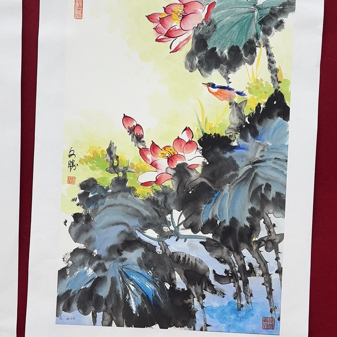 国画四尺三开手绘作品