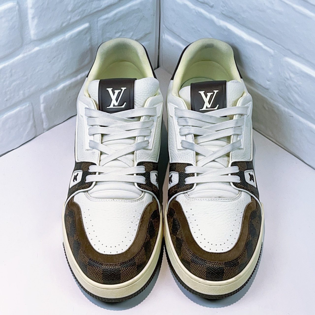 99新 LouisVuitton/路易威登  trainer棋盘格摩卡色欧码10码44码 