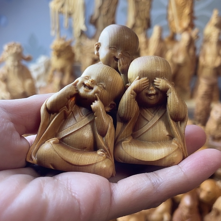 柏木（崖柏）三不小和尚一套