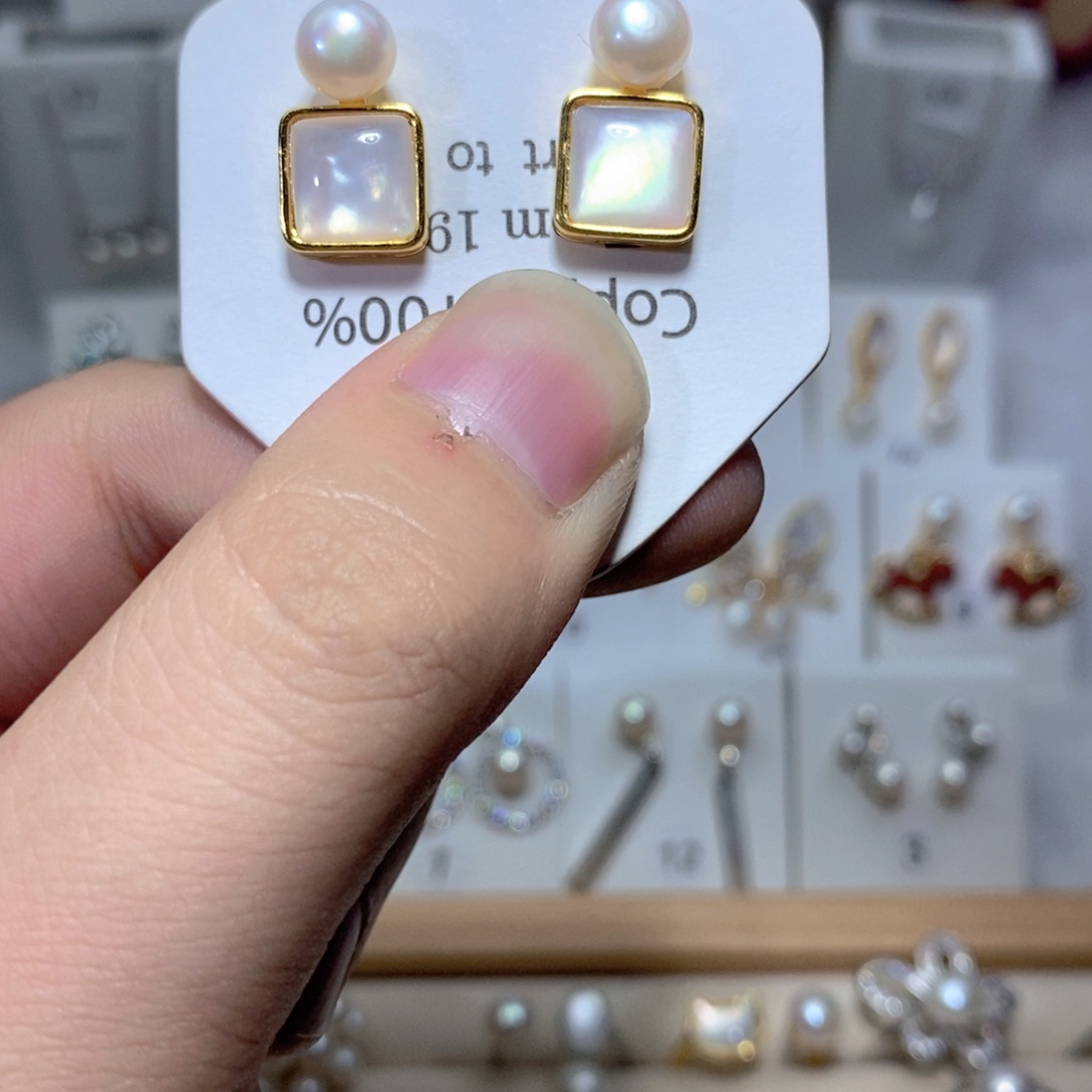 淡水珍珠耳饰银S925镶嵌