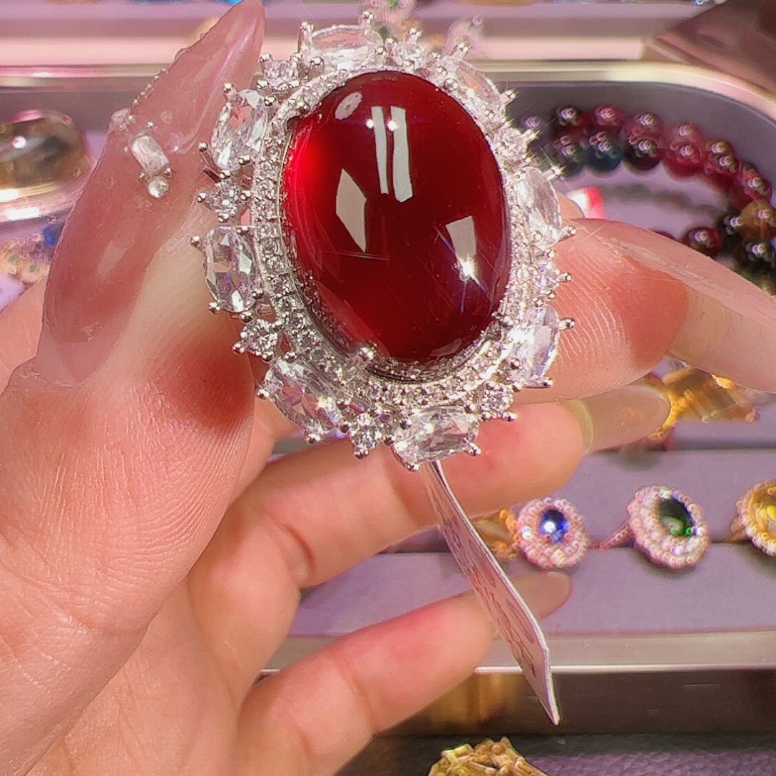 石榴石（芬达石）戒指银S925镶嵌