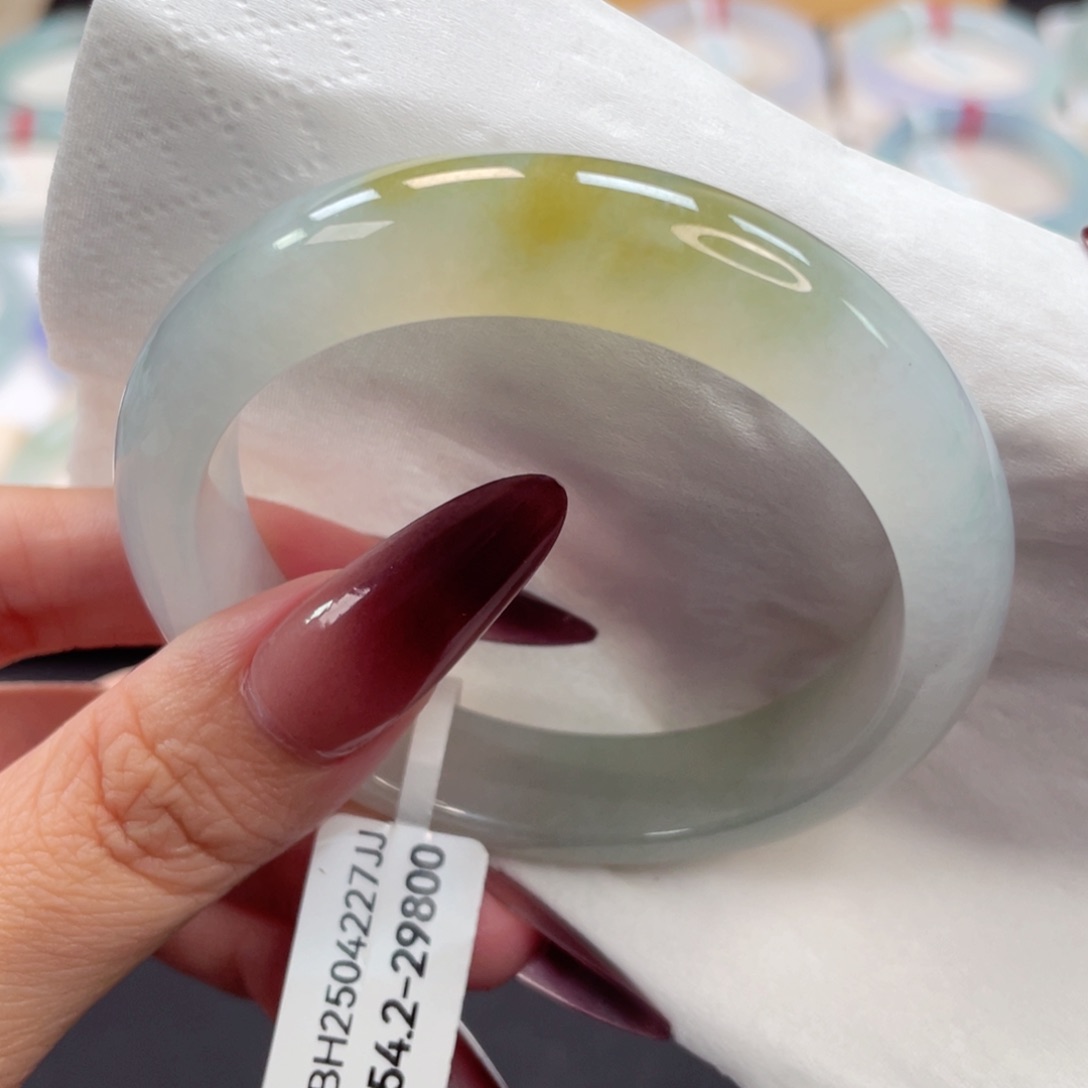 未镶嵌手镯翡翠46号54.2荔枝白飘柠檬黄