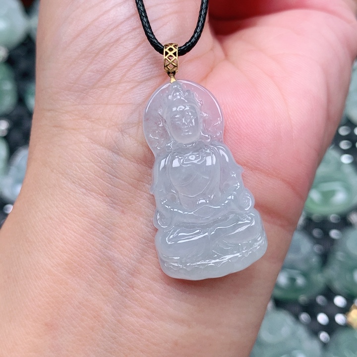 吊坠(不含链)18K金镶嵌翡翠