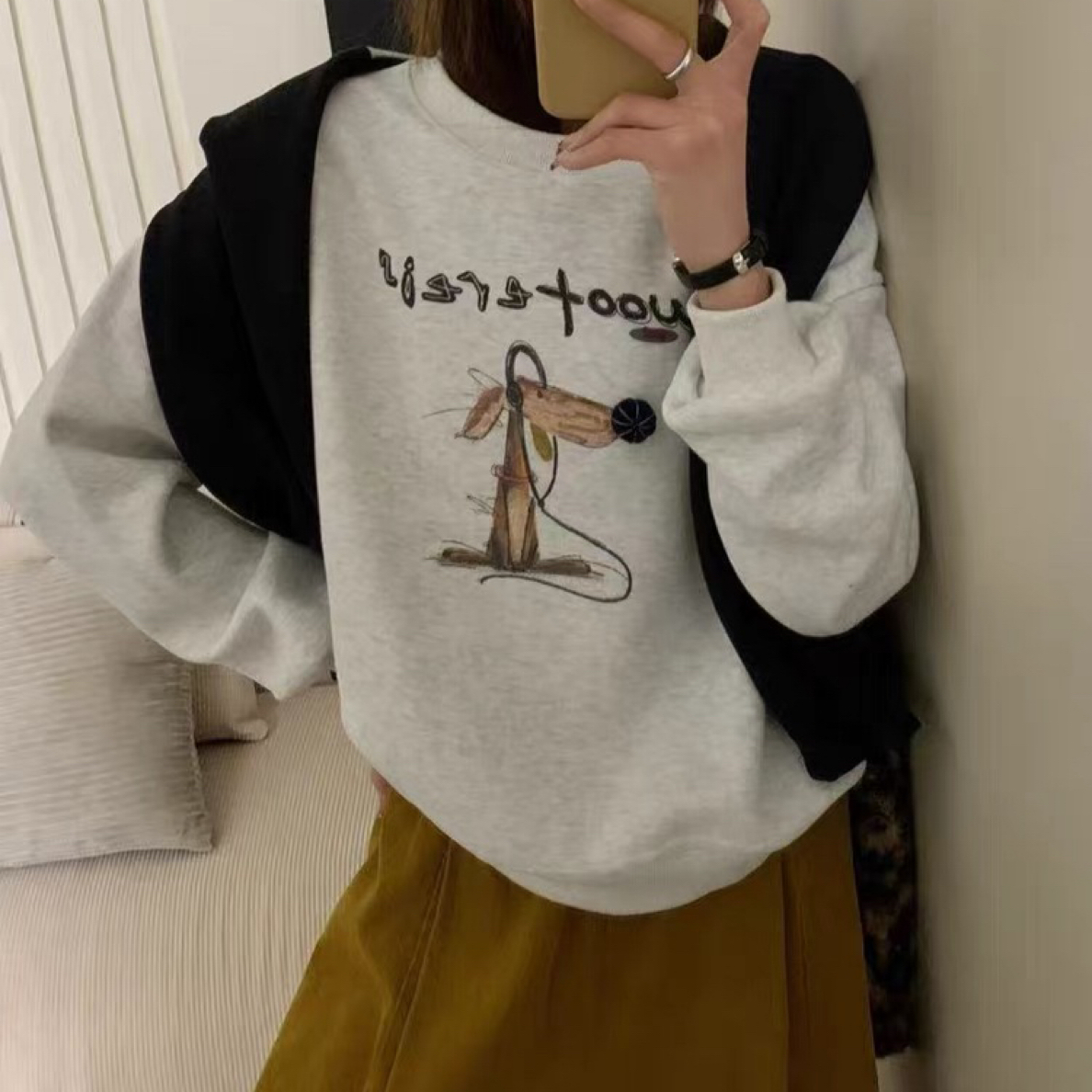 keke@a195 韩系时尚圆领小狗印花卫衣（衣长54左右） 11-9