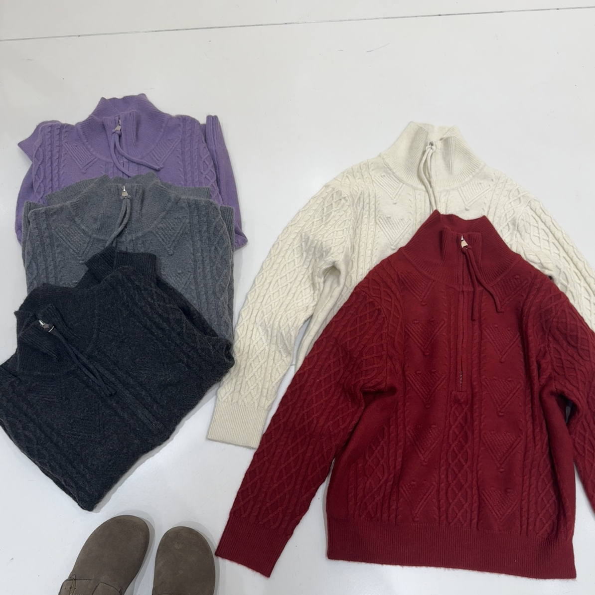 C·YJ【1957】豆豆高领半拉链毛衣