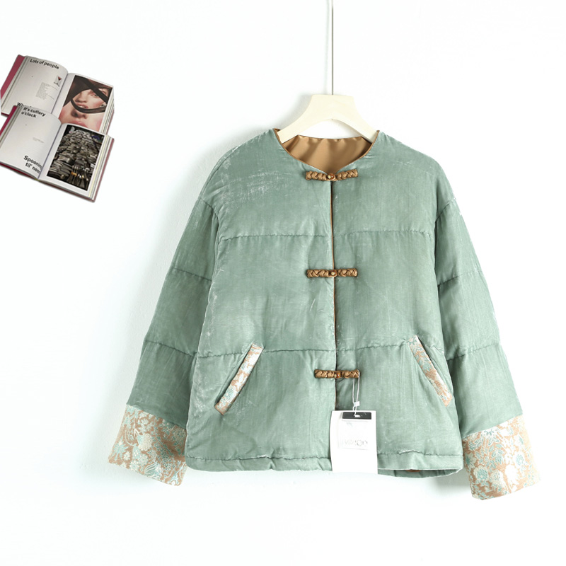 T-Y0051中国风盘扣丝绒棉服女短款24冬新款刺绣中式棉服保暖立领