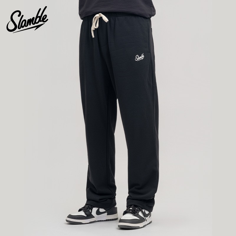 SLAMBLE新款直筒运动加绒卫裤男女篮球跑步简约宽松百搭训练长裤
