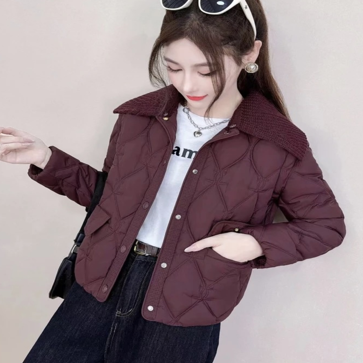 厚款宽松型冬季薄款女装韩版插肩袖保暖短款