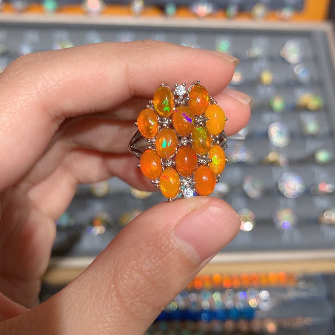 银S925镶嵌欧泊欧泊戒指y